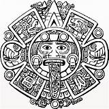 Calendar Mayan Aztec Outline Face Tattoo Drawing Choose Board sketch template