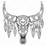Skull Bull Drawing Cow Cattle Boho Designs Horns Jewelry Coloring Drawings Vector Boğa Draw Beads Motifleri Hint Takı Getdrawings Indian sketch template