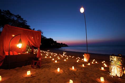 romantic beach front dinner  tropical  ekash