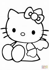 Kitty Hello Coloring Cute Pages Printable Color Print Drawing Kids Angel Cartoon Characters Easy Draw Anime Paper sketch template