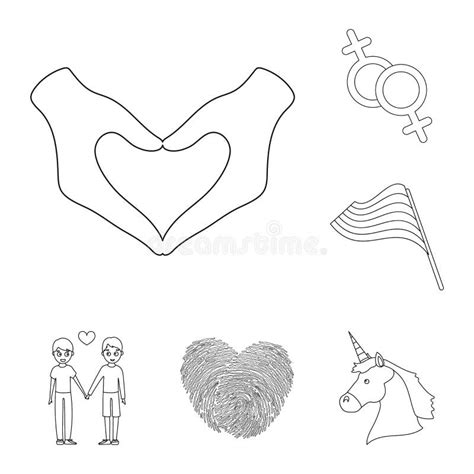 Gay And Lesbian Outline Icons In Set Collection For Design Sexual