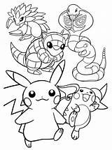 Pokemon Pikachu Sandslash Sandshrew Arbok Ekans Raichu Rachu sketch template