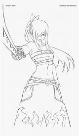 Erza Fairy Tail Coloring Pages Scarlet Outline Pngitem sketch template