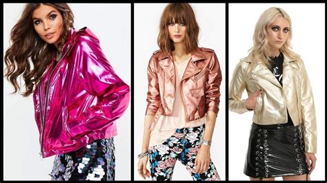 leather jackets metallic leather jacket outfits womens wear