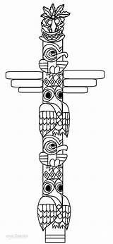 Totem Pole Coloring Pages Kids Poles Printable Alaska Cool2bkids Faces Drawing Template Templates Native American Indian Easy Crafts Simple Craft sketch template