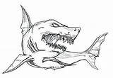 Shark Coloring Megalodon Pages Drawing Scary Great Outline Whale Hammerhead Fish Color Kids Sharks Hungry Print Tiger Drawings Colouring Draw sketch template