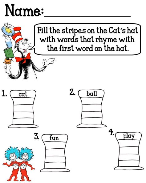 cat   hat printables worksheets samples