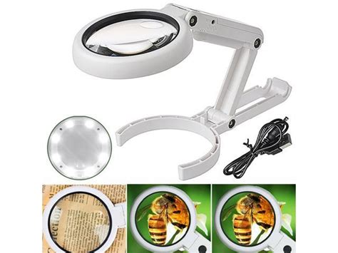 5x 10x Led Illuminated Magnifying Glass Lighted Magnifier For Desktop