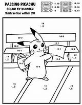 Color Pikachu Number Pokemon Divide Add Passing Pokémon Multiply Subtract Preview sketch template