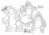 Groudon Kyogre Pages Rayquaza Pokemon Coloring Settei Sheet Model Mega Primal Sketches Template Rubberslug sketch template