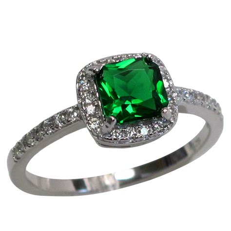 impressive princess cut  ct emerald  sterling silver ring sizes   ebay