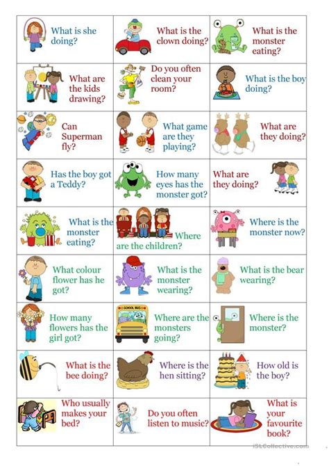 present simple continuous question cards english grammar  kids
