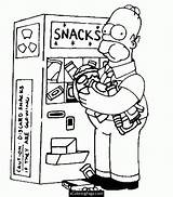 Coloring Simpson Homer Simpsons Snacks Eating Kids sketch template