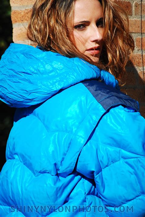 Photoset 170 Shiny Nylon Blue Down Jacket