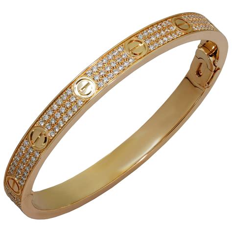 cartier love  diamond rose gold  style bangle bracelet size