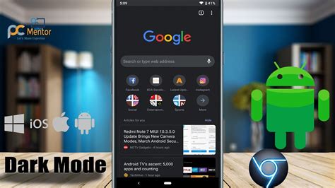 chrome dark mode android  chrome night mode android show google