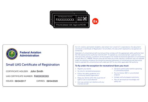 faa drone label pilot id card black