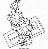 Cartoon Door Prize Man Carrying Vector Outlined Coloring Leishman Ron Graphic Royalty sketch template