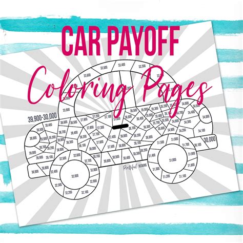 car payoff coloring pages financial organizer debt payoff etsy