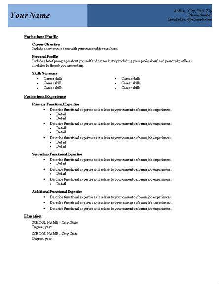 microsoft word functional resume template resumes  cv templates