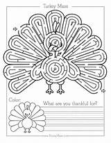 Thanksgiving Mazes Maze Printable Worksheets Fall Turkey Children sketch template
