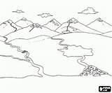 Rios Paisaje Ríos Landschap Rivieren Twee Lagunas Lagos Pintar Cordillera Colorearjunior Landscapes Montañas Valles Landschappen Río Fiumi Paesaggio sketch template