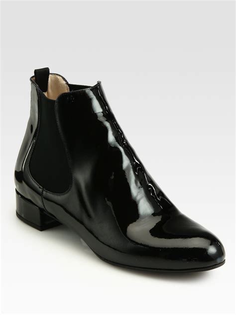 prada patent leather ankle boots in black lyst