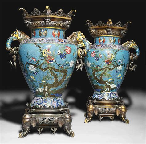 large pair  cloisonne enamel vases jiaqing period