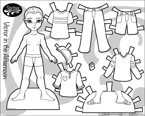 victor   afternoon  boy paper doll paper doll template