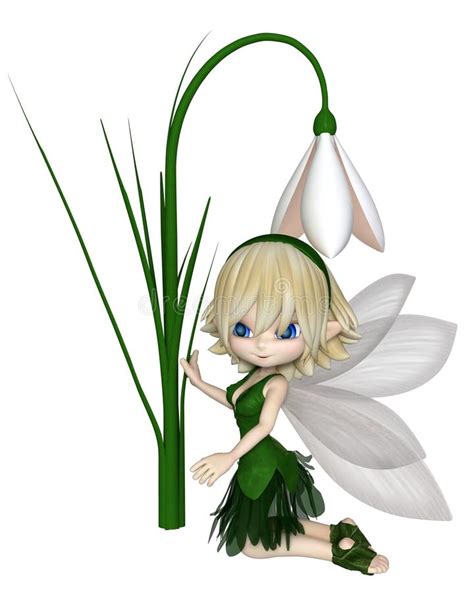 cute toon blonde snowdrop fairy kneeling stock illustration illustration of blond woman