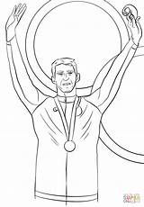 Michael Phelps Coloring Podium Medal Gold Pages Celebrates His Drawing Getdrawings Olympic sketch template