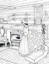 Coloring Laura Ingalls Wilder Pages Doll Kids Fireplace sketch template
