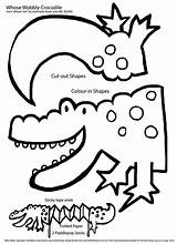Crocodile Craft Coloring Crafts Pages Alligator Kids Activities Paper Cartoon Printable Preschool Letter Colouring Wobbly Puppet Crocodilo Reptile Color Print sketch template