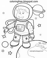 Astronaut Planets Spaceship Spaceman Learn sketch template