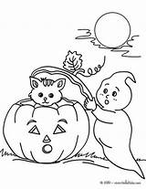 Coloring Pages Halloween Ghost Pumpkin Dog Cat Printable Print Books Everfreecoloring Letscolorit Drawings Doodle Sac Fall Kitten Night Fantasy Getdrawings sketch template