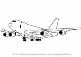 747 Drawing Boeing Draw Step Airplanes Tutorials Drawingtutorials101 sketch template