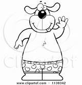 Outlined Boxers Dog Coloring Wearing Underwear Clipart Vector Cartoon Bald Mad Man Waving sketch template