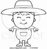 Farmer Clipart Girl Boy Coloring Mean Smiling Cartoon Thoman Cory Vector Outlined Mad Being Pages Royalty People 2021 Clipartof Small sketch template