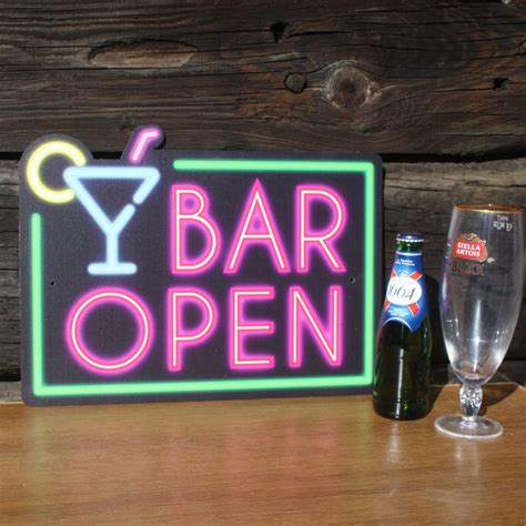 bar open sign neon sign effect home bar signfunny man cave cocktail