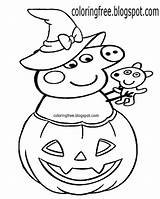 Halloween Coloring Pages Pig Peppa Drawing Printable Easy Witch Kids Pumpkin Color Print Cute Hat Getdrawings Getcolorings Educational Kindergarten Craft sketch template