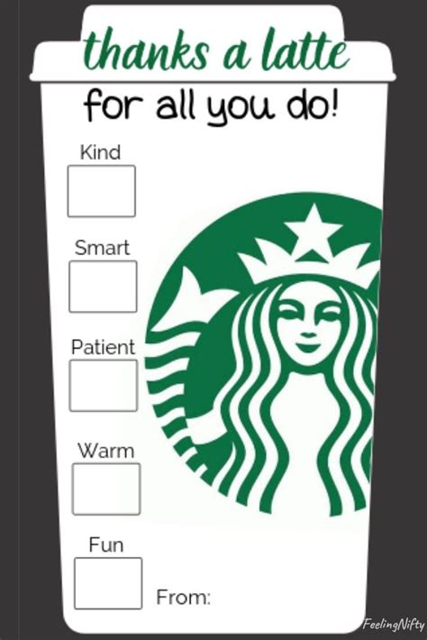 latte starbucks card holder teacher appreciation cards