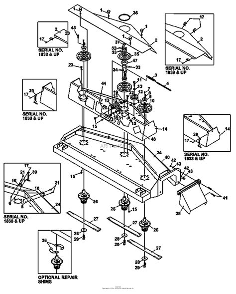 bunton bobcat ryan   mower deck  md parts diagram  deck parts