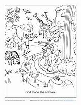 Creation Coloring God Animals Made Bible Genesis Activity Story Printable Children Kids Animal School Sunday Pdf Plants Creating Activities Sundayschoolzone sketch template