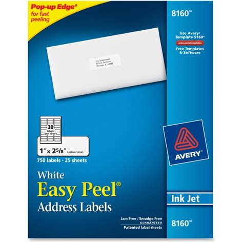 avery  easy peel address label  width   length  pack