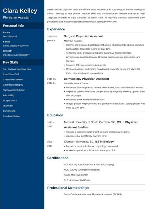 physician assistant resumepa template examples