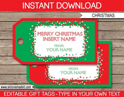 christmas gift tags printable christmas tags merry etsy