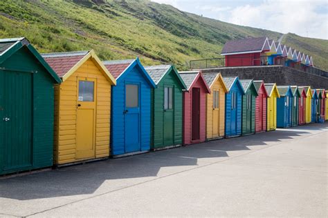 colorful beach huts  stock photo public domain pictures