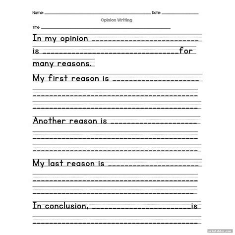 grade writing paper printable  grade lined paper template
