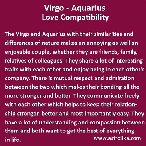 Virgo And Aquarius Zodiac Signs Love Compatibility Detail