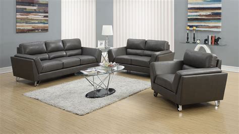 charcoal gray bonded leather match living room set  monarch gy